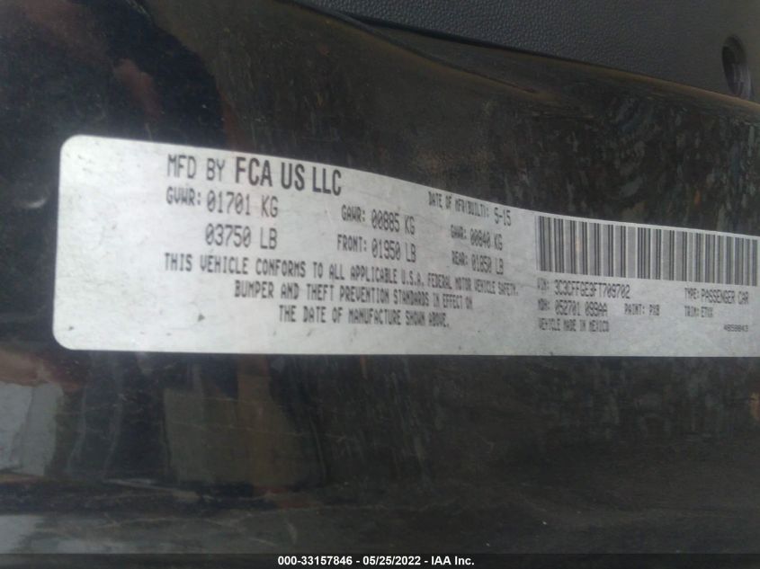 2015 FIAT 500E 3C3CFFGE3FT709702