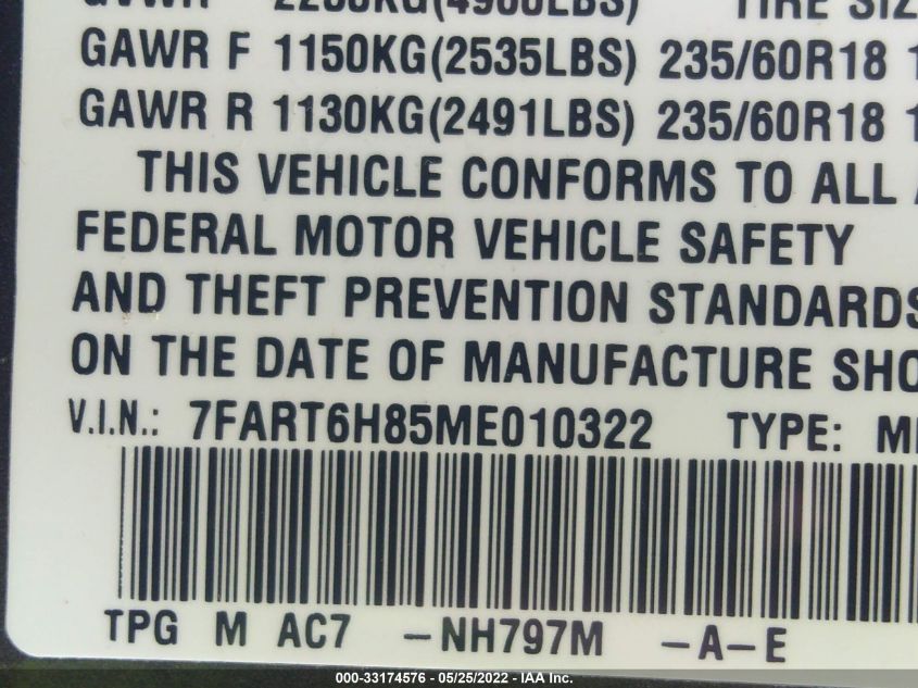 2021 HONDA CR-V HYBRID EX-L 7FART6H85ME010322