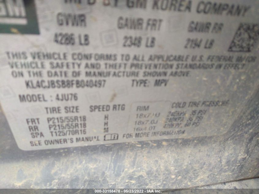 2015 BUICK ENCORE CONVENIENCE KL4CJBSB8FB040497