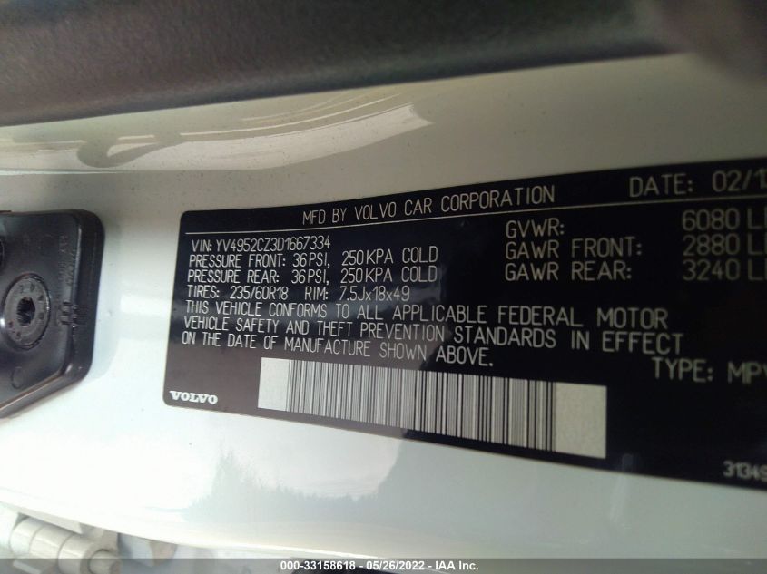 2013 VOLVO XC90 YV4952CZ3D1667334