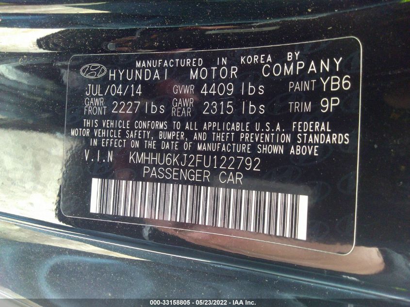 2015 HYUNDAI GENESIS COUPE 3.8L ULTIMATE KMHHU6KJ2FU122792