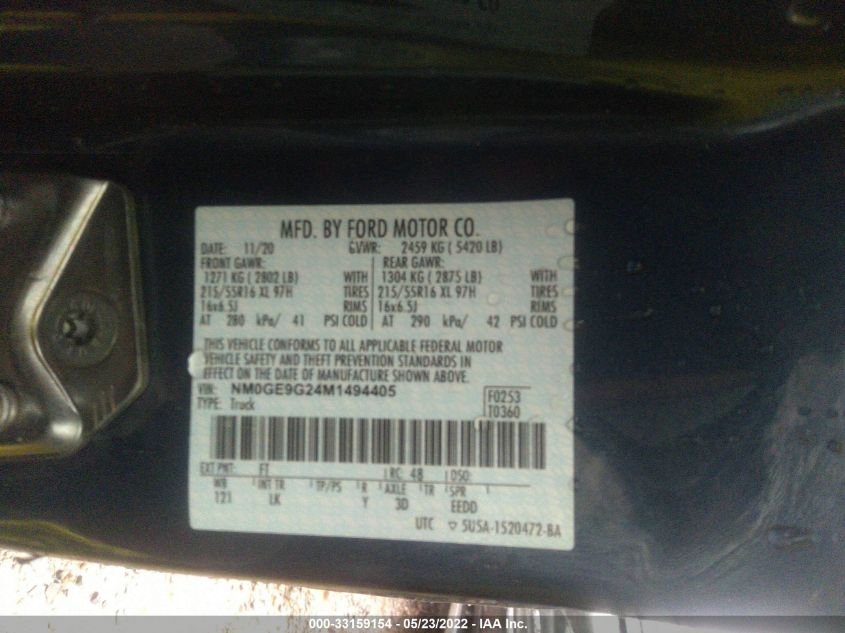 2021 FORD TRANSIT CONNECT WAGON TITANIUM NM0GE9G24M1494405