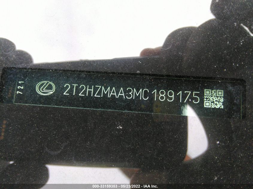 2021 LEXUS RX RX 350 2T2HZMAA3MC189175