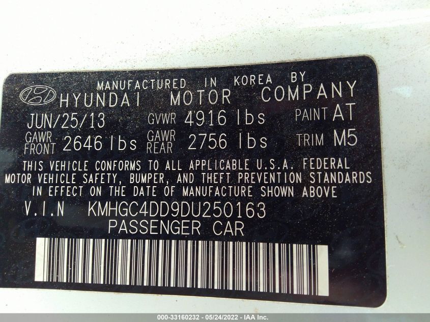 2013 HYUNDAI GENESIS 3.8L KMHGC4DD9DU250163