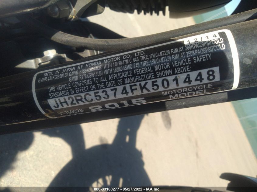 2015 HONDA VT750 C2B JH2RC5374FK501448
