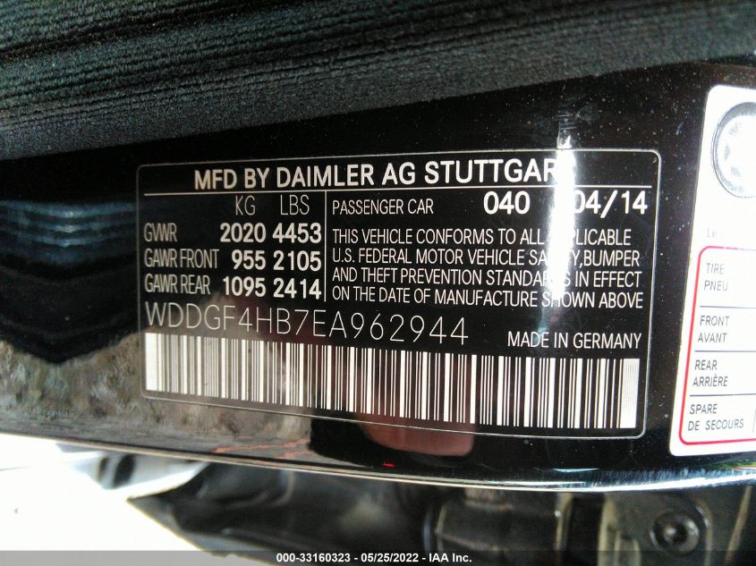 2014 MERCEDES-BENZ C-CLASS C 250 WDDGF4HB7EA962944