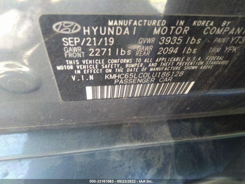 2020 HYUNDAI IONIQ HYBRID BLUE KMHC65LC0LU186128