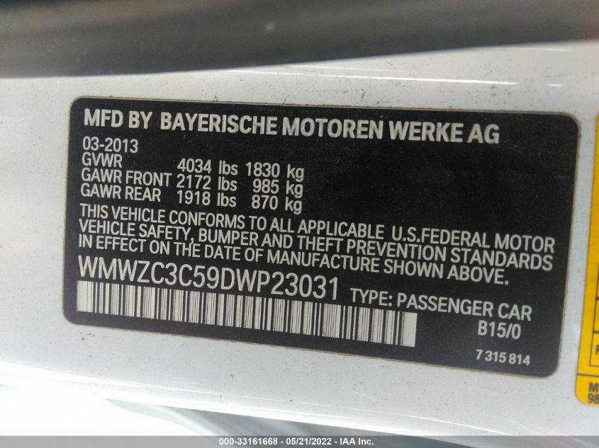 2013 MINI COOPER COUNTRYMAN S WMWZC3C59DWP23031