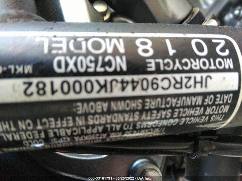 2018 HONDA NC750 XD JH2RC9044JK000182