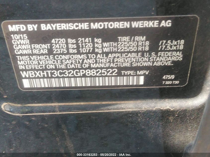 2016 BMW X1 XDRIVE28I WBXHT3C32GP882522