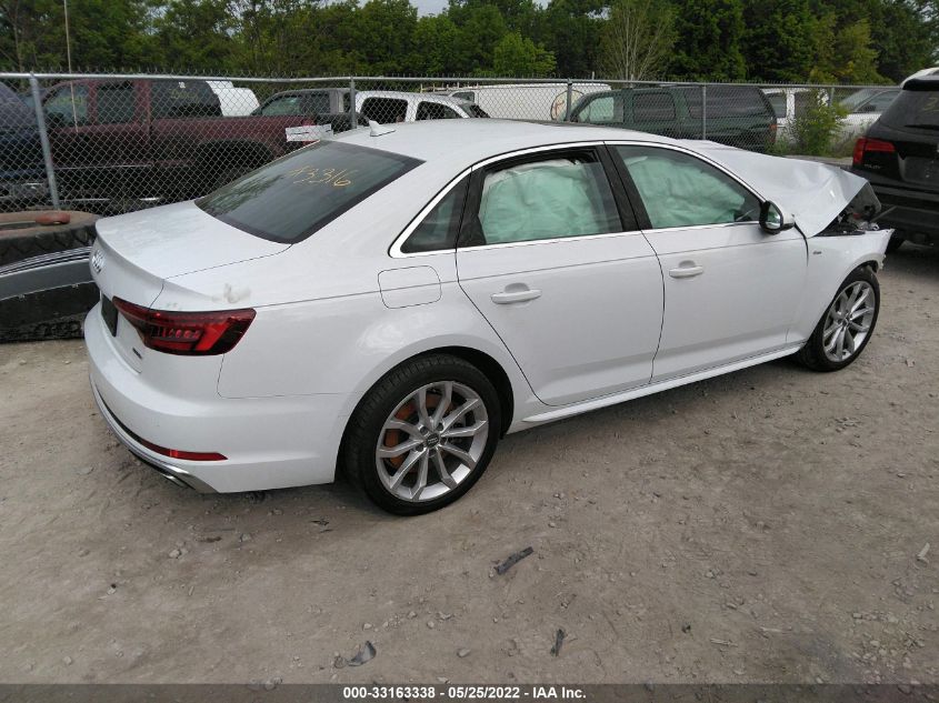 2019 AUDI A4 PREMIUM WAUDNAF47KA014099