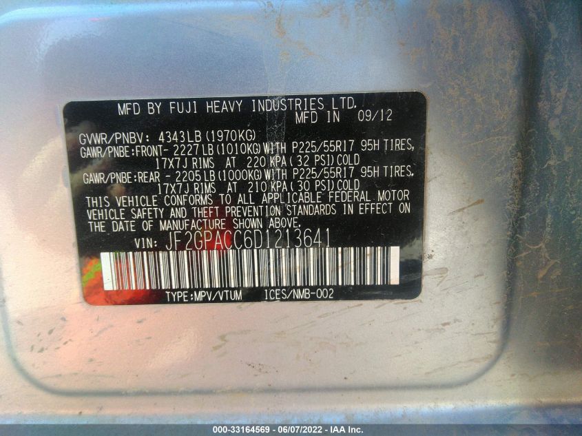 2013 SUBARU XV CROSSTREK PREMIUM JF2GPACC6D1213641