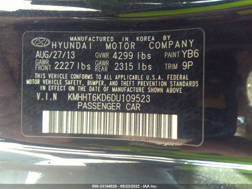 2013 HYUNDAI GENESIS COUPE 2.0T KMHHT6KD6DU109523