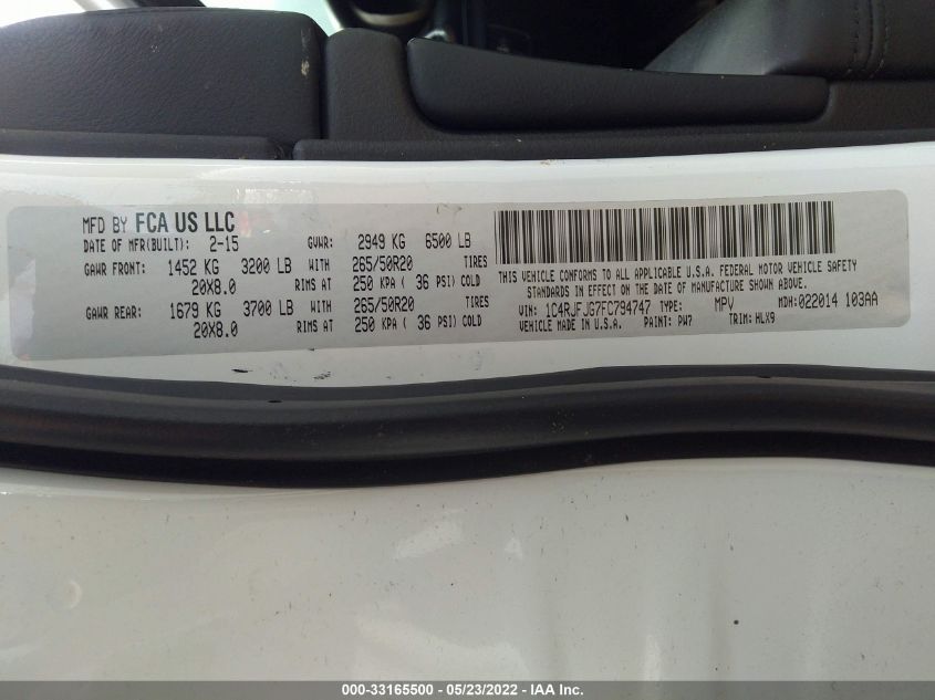 2015 JEEP GRAND CHEROKEE SUMMIT 1C4RJFJG7FC794747