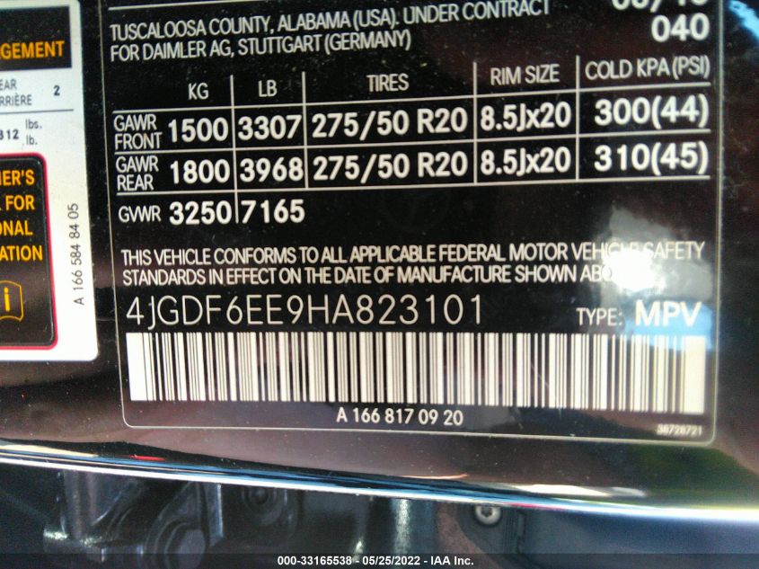 2017 MERCEDES-BENZ GLS GLS 450 4JGDF6EE9HA823101