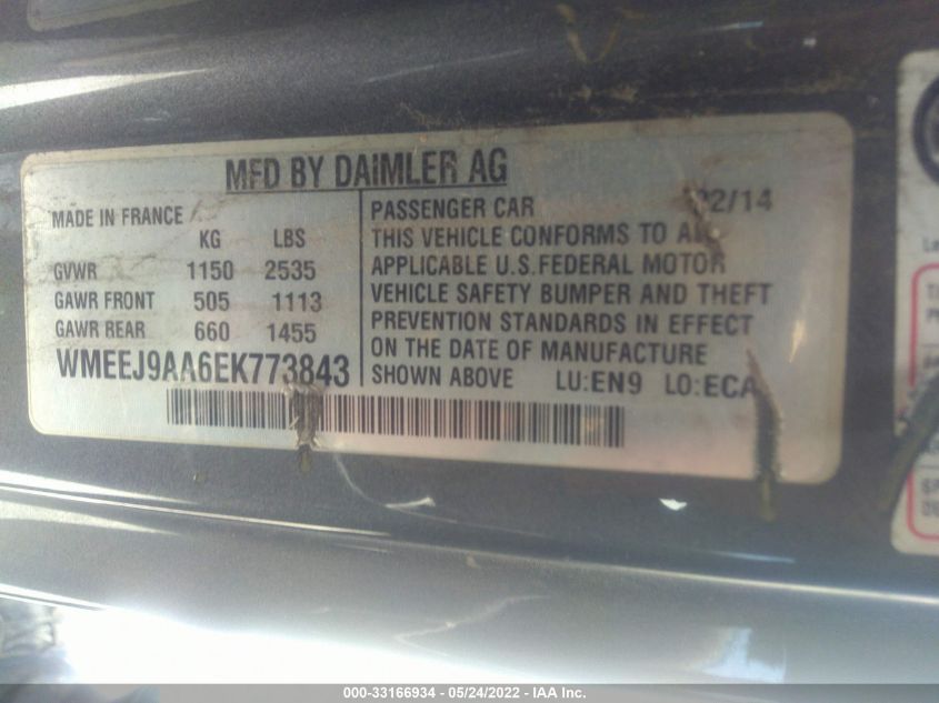 2014 SMART FORTWO ELECTRIC DRIVE PASSION WMEEJ9AA6EK773843