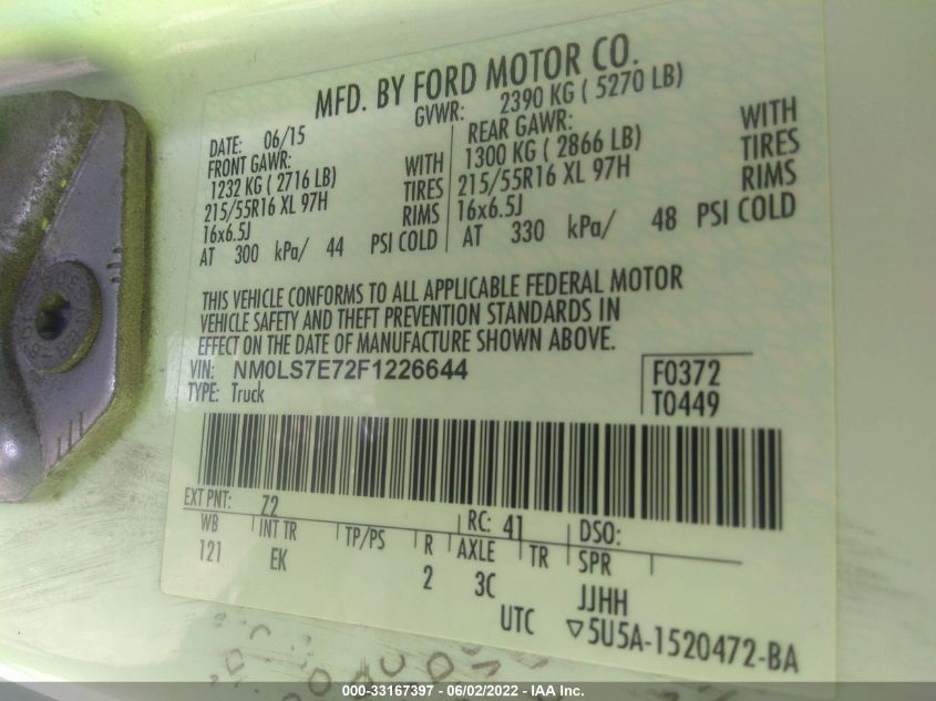 2015 FORD TRANSIT CONNECT XL NM0LS7E72F1226644