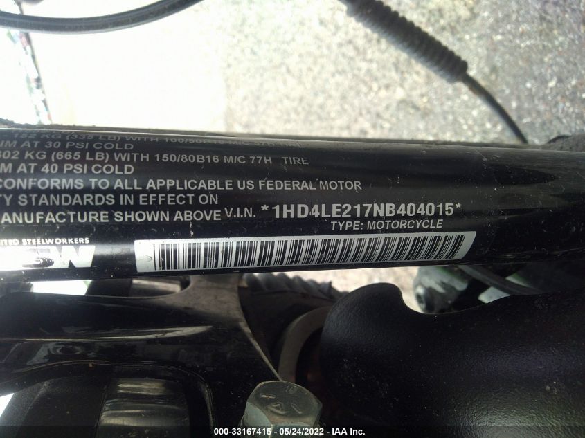 2022 HARLEY-DAVIDSON XL883 N 1HD4LE217NB404015