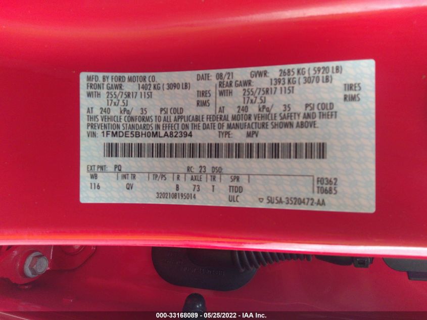 2021 FORD BRONCO BASE/BIG BEND 1FMDE5BH0MLA82394
