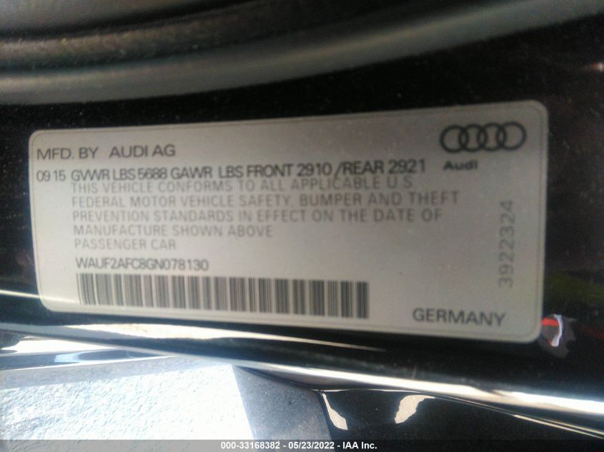 2016 AUDI S6 PREMIUM PLUS WAUF2AFC8GN078130