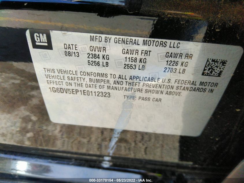2014 CADILLAC CTS-V SEDAN 1G6DV5EP1E0112323