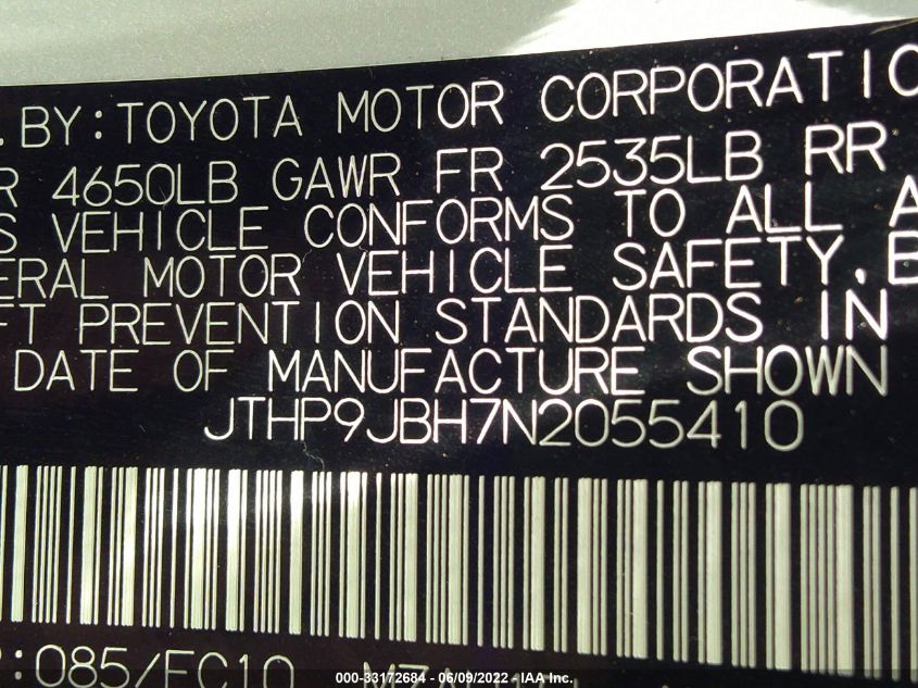 2022 LEXUS UX JTHP9JBH7N2055410