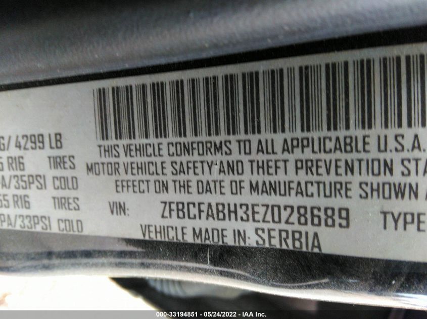 2014 FIAT 500L EASY ZFBCFABH3EZ028689