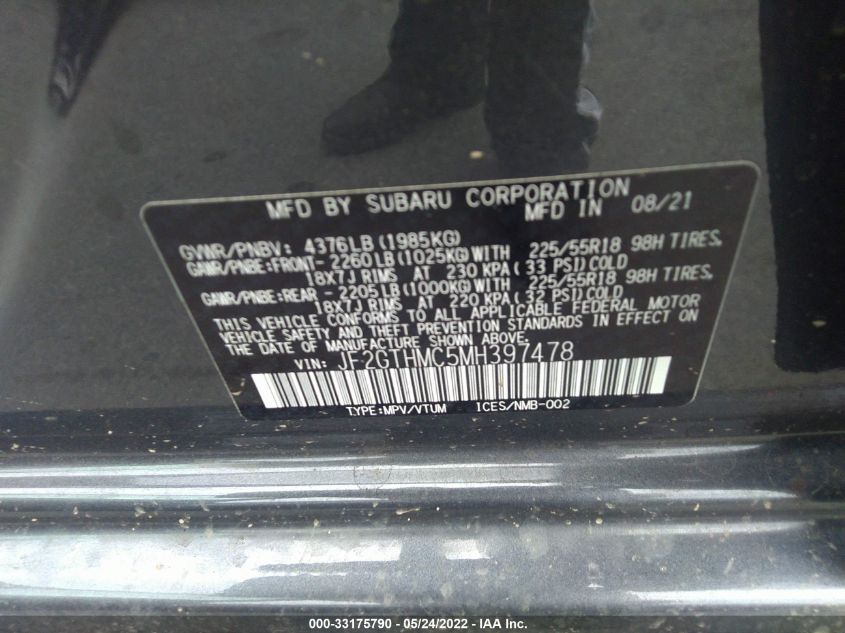 2021 SUBARU CROSSTREK LIMITED JF2GTHMC5MH397478