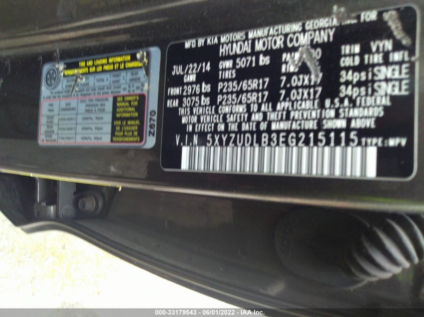 2014 HYUNDAI SANTA FE SPORT 5XYZUDLB3EG215115