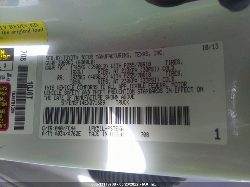 2014 TOYOTA TUNDRA 2WD TRUCK SR5 5TFEM5F14EX071689