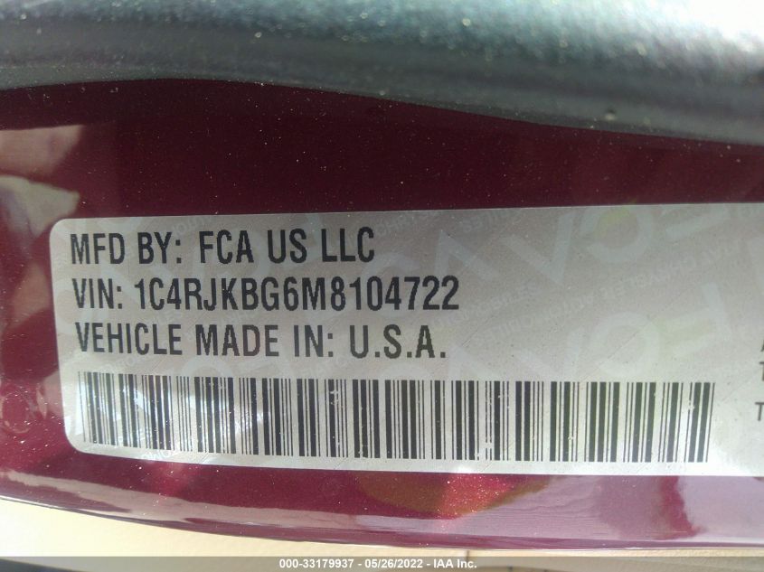 2021 JEEP GRAND CHEROKEE L LIMITED 1C4RJKBG6M8104722