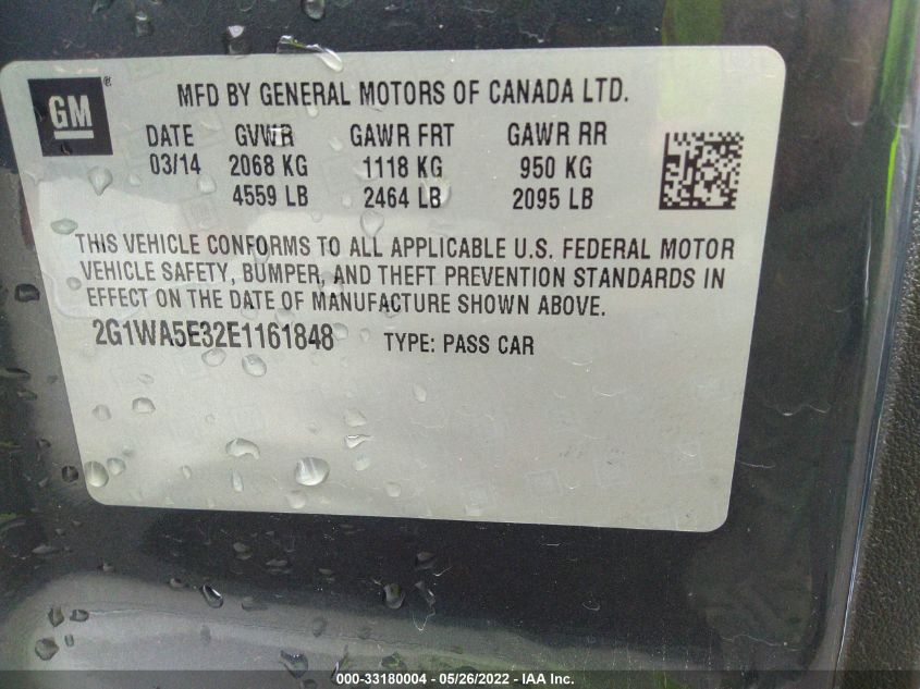 2014 CHEVROLET IMPALA LIMITED LS 2G1WA5E32E1161848