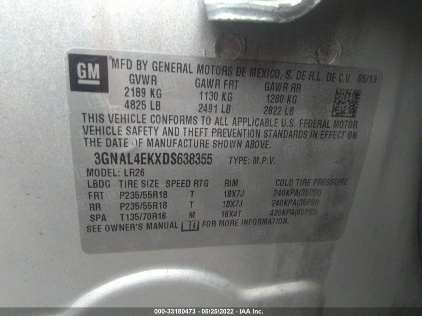 2013 CHEVROLET CAPTIVA SPORT FLEET LTZ 3GNAL4EKXDS638355