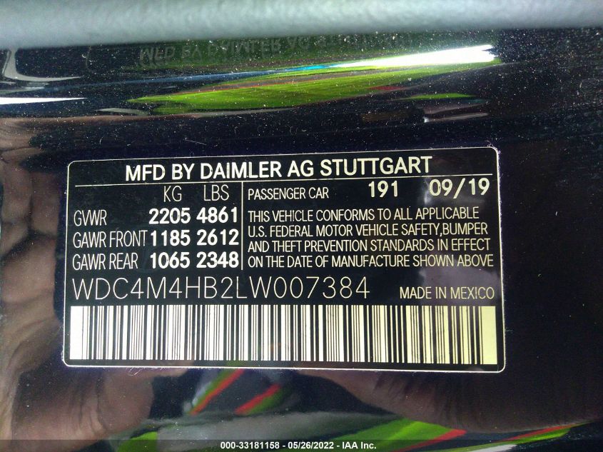 2020 MERCEDES-BENZ GLB GLB 250 WDC4M4HB2LW007384