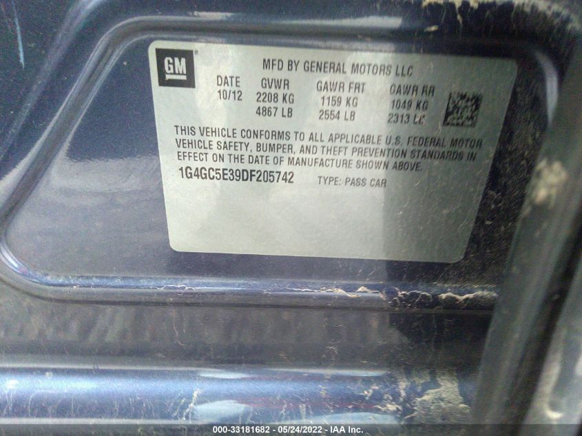 2013 BUICK LACROSSE LEATHER 1G4GC5E39DF205742