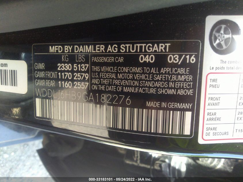 2016 MERCEDES-BENZ CLS CLS 400 WDDLJ6HB9GA182276