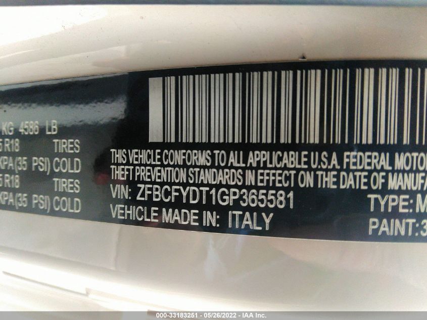 2016 FIAT 500X LOUNGE ZFBCFYDT1GP365581