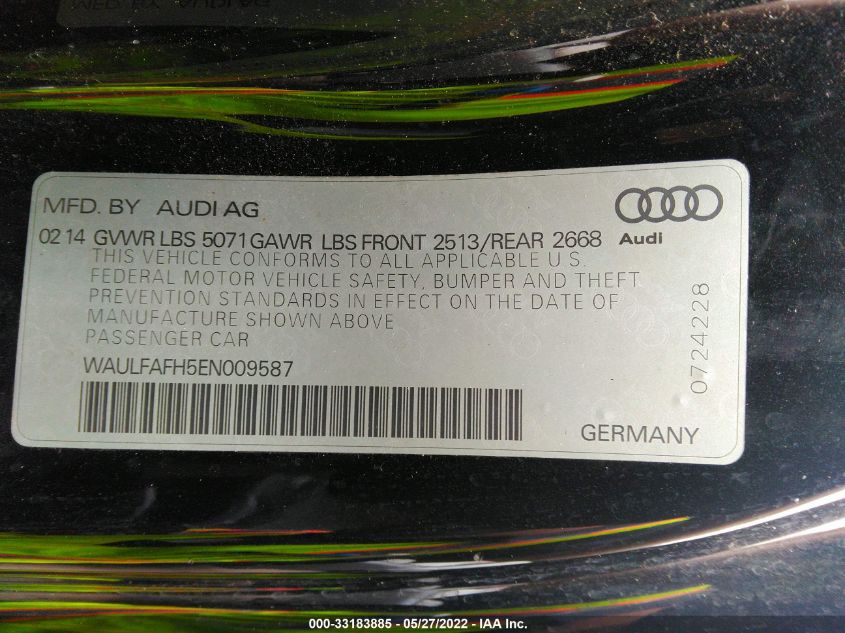 2014 AUDI A5 PREMIUM PLUS WAULFAFH5EN009587