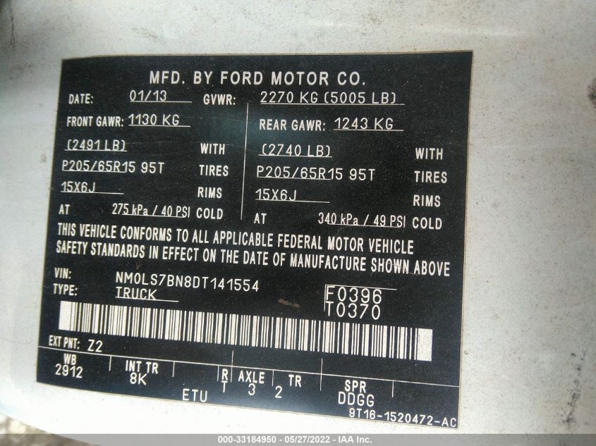 2013 FORD TRANSIT CONNECT XLT NM0LS7BN8DT141554