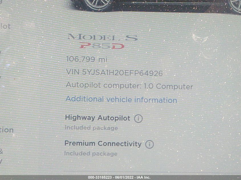 2014 TESLA MODEL S P85D 5YJSA1H20EFP64926