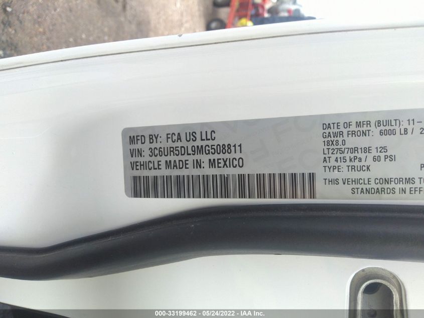2021 RAM 2500 BIG HORN 3C6UR5DL9MG508811
