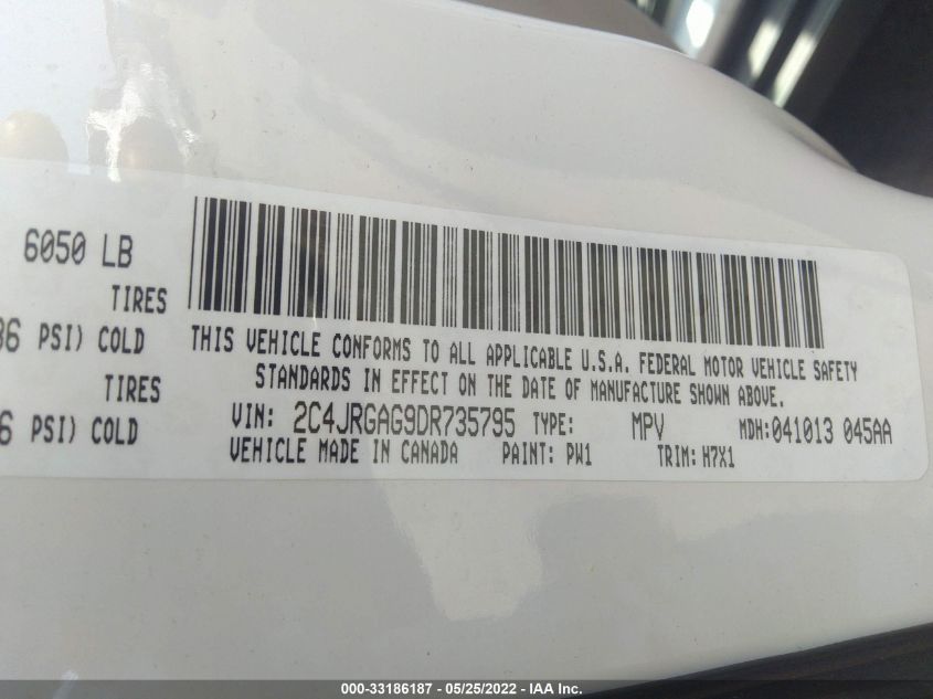 2013 RAM CARGO VAN TRADESMAN 2C4JRGAG9DR735795