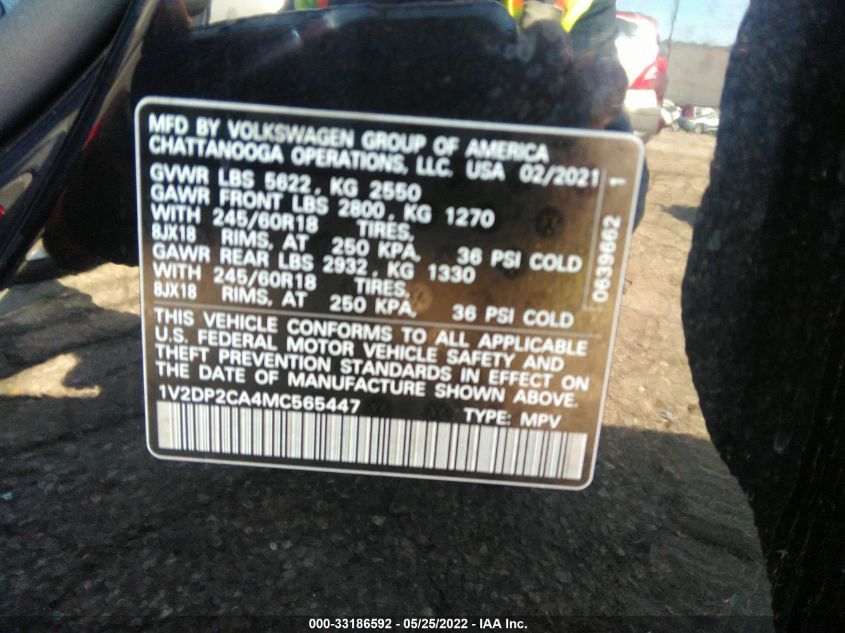 2021 VOLKSWAGEN ATLAS 2.0T SE 1V2DP2CA4MC565447