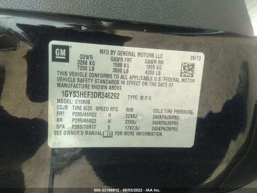 2013 CADILLAC ESCALADE ESV LUXURY 1GYS3HEF3DR346292