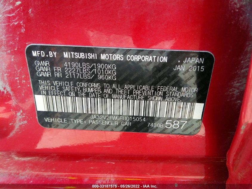 2015 MITSUBISHI LANCER SE JA32V2FW6FU015054