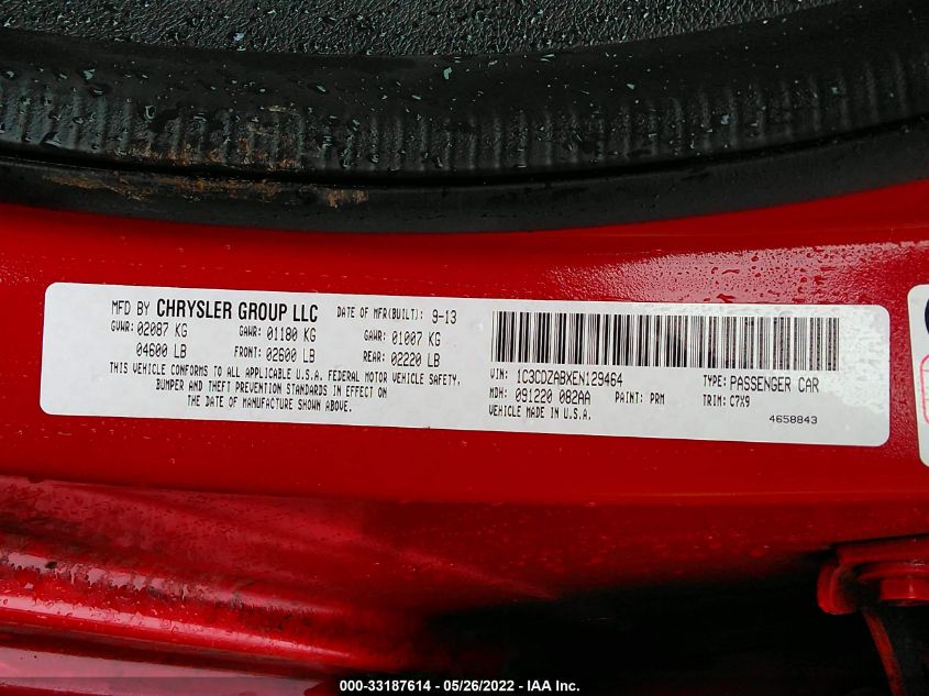 2014 DODGE AVENGER SE 1C3CDZABXEN129464