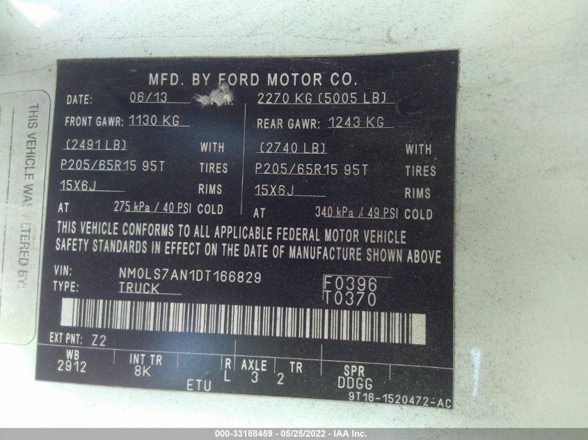 2013 FORD TRANSIT CONNECT XL NM0LS7AN1DT166829