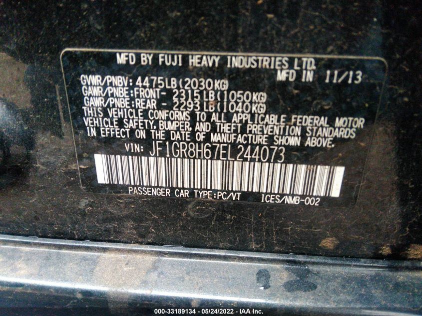 2014 SUBARU IMPREZA WAGON WRX WRX STI JF1GR8H67EL244073