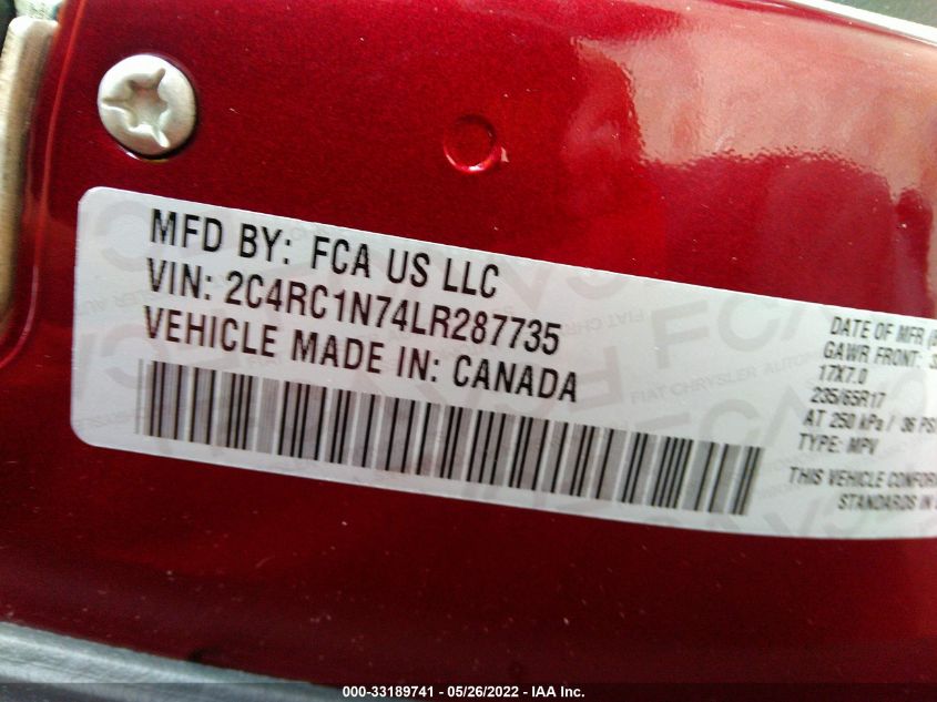 2020 CHRYSLER PACIFICA HYBRID LIMITED 2C4RC1N74LR287735