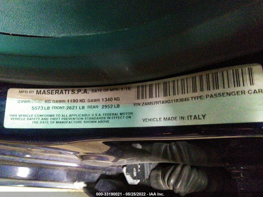 2016 MASERATI GHIBLI S Q4 ZAM57RTA9G1183845